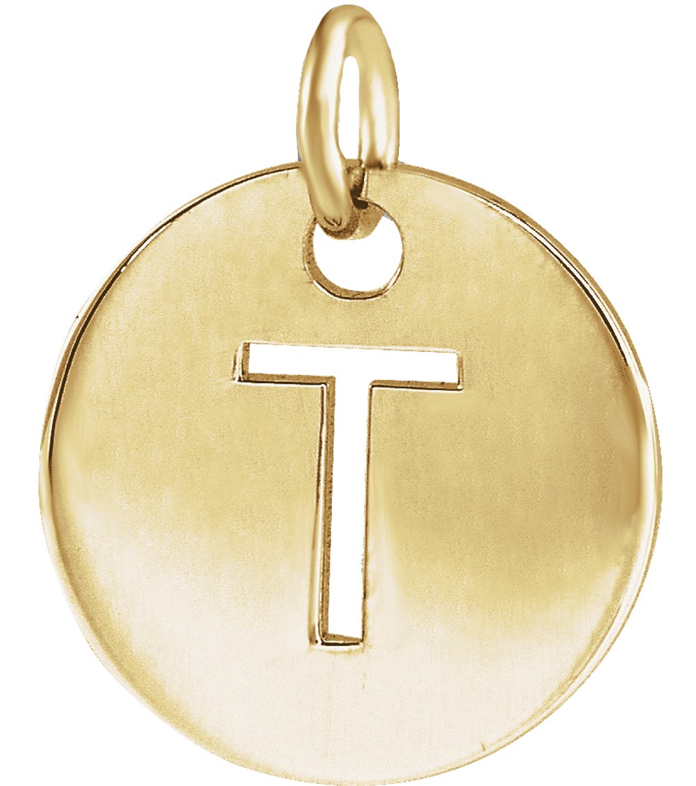 14K Yellow Gold Initial T Charm/Pendant