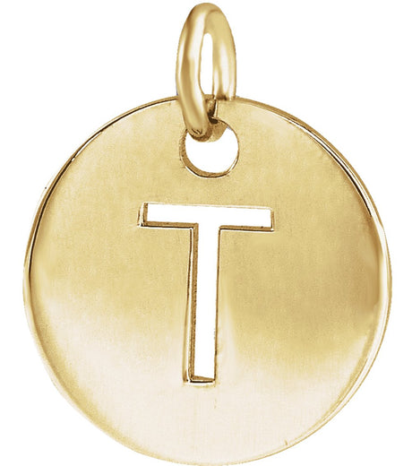 14K Yellow Gold Initial T Charm/Pendant