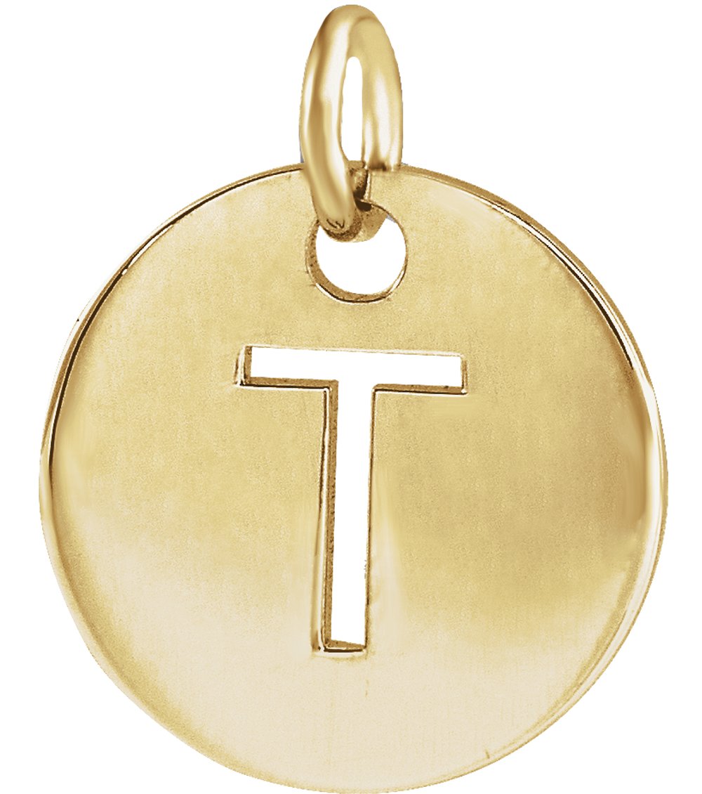 14K Yellow Gold Initial T Charm/Pendant
