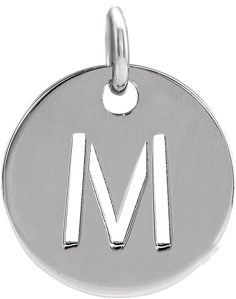 14K White Initial M Pendant