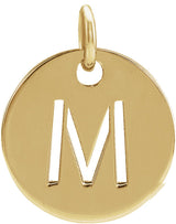 14K Yellow Gold Initial M Charm/Pendant