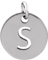 14K White Gold Initial S Charm/Pendant