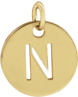 14K Yellow Initial N Pendant