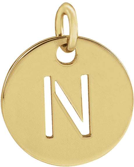 14K Yellow Initial N Pendant