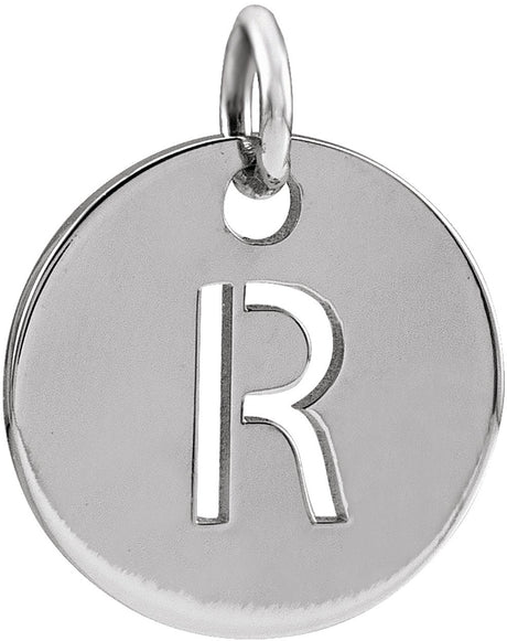 14K White Initial R Pendant