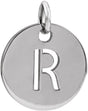 14K White Initial R Pendant