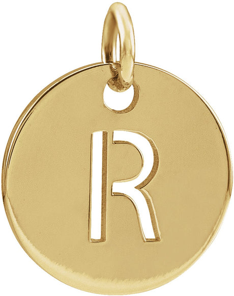 14K Yellow Initial R Pendant