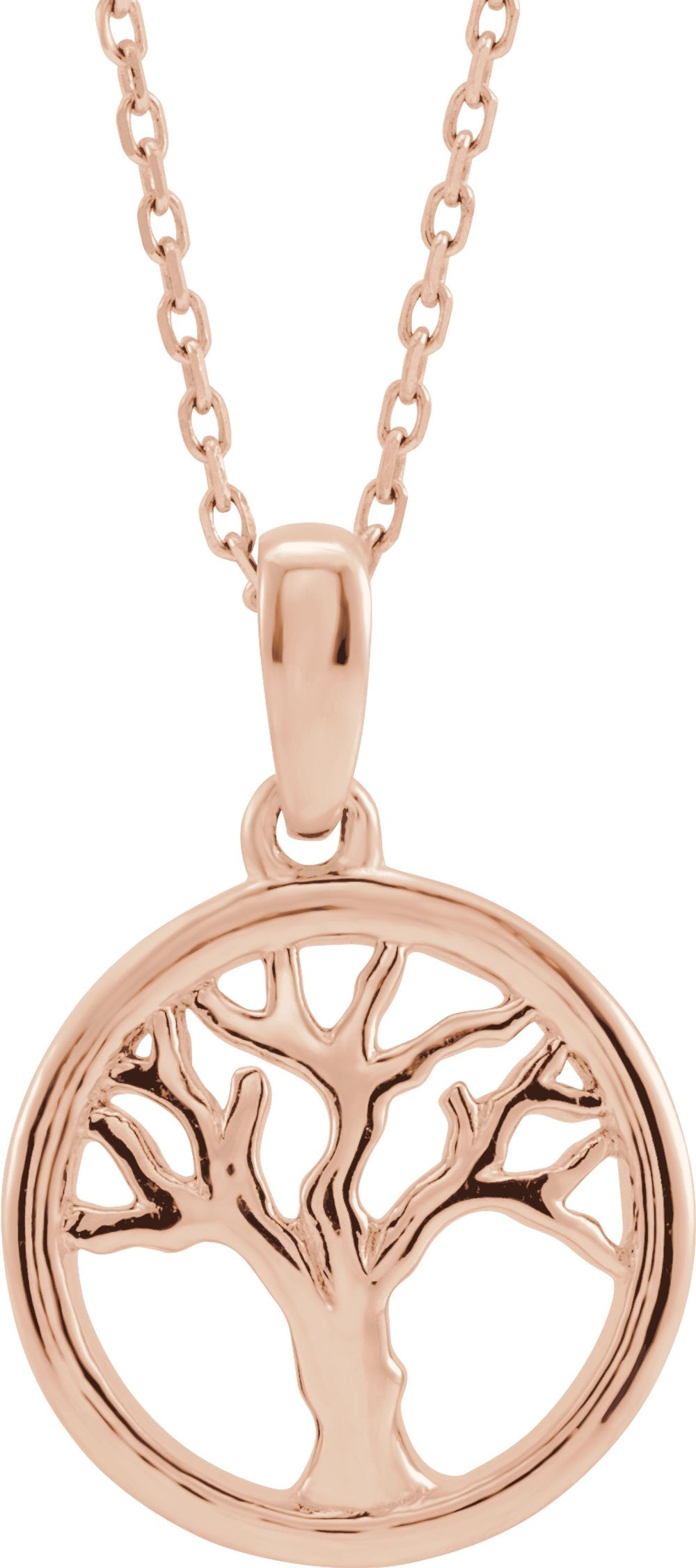 14K Rose Tree of Life 16-18" Necklace