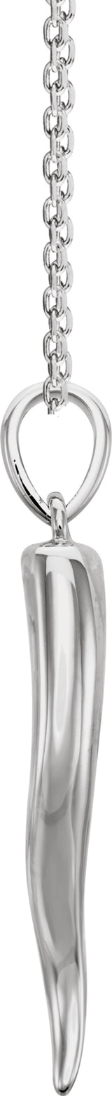 14K White Gold Italian Horn 16-18" Necklace