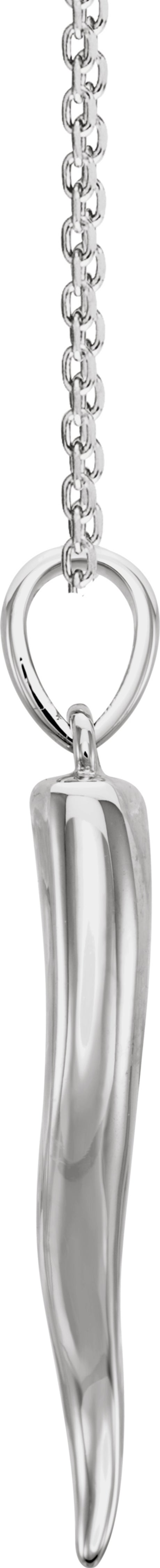 14K White Gold Italian Horn 16-18" Necklace