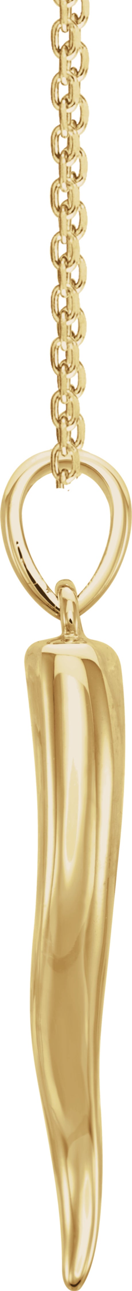 14K Yellow Gold Italian Horn 16-18" Necklace
