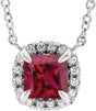 14K White Lab-Grown Ruby & .05 CTW Natural Diamond 18" Necklace 