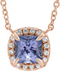 14K Rose Gold Natural Tanzanite & .05 CTW Natural Diamond 18" Necklace 