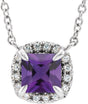 Sterling Silver Natural Amethyst & .05 CTW Natural Diamond 18" Necklace 