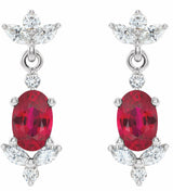 14K White Natural Ruby & 1/3 CTW Natural Diamond Earrings