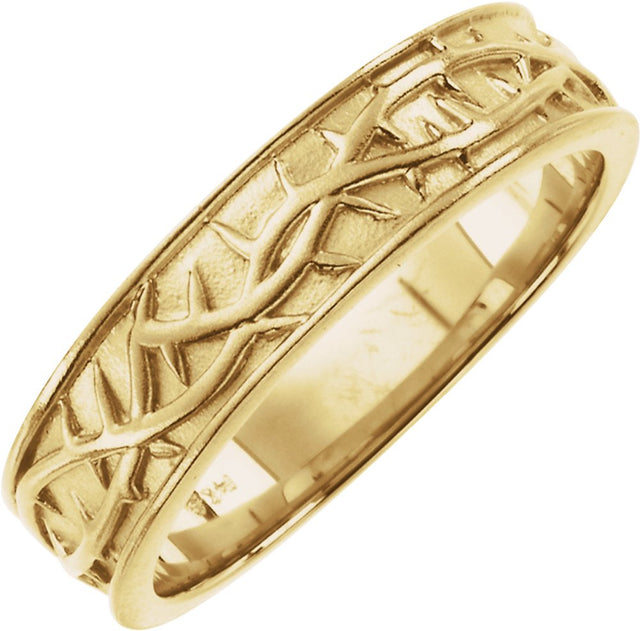 14K Yellow 6 mm Thorn Design Band Size 10