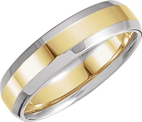 14K White/Yellow  6 mm Beveled-Edge Band Size 8