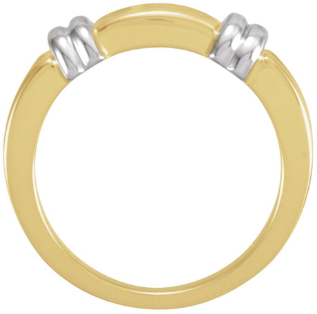 14K Yellow/White 6 mm Bamboo Pattern Band Size 7
