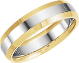 14K Yellow/White 6 mm Beveled-Edge Comfort-Fit Band Size 8