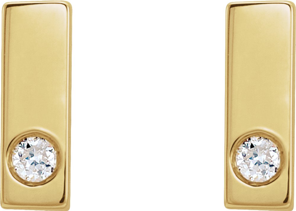 14K Yellow .03 CTW Natural Diamond Bar Earring