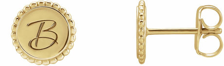 18K Yellow Gold Vermeil Engravable Beaded Earrings