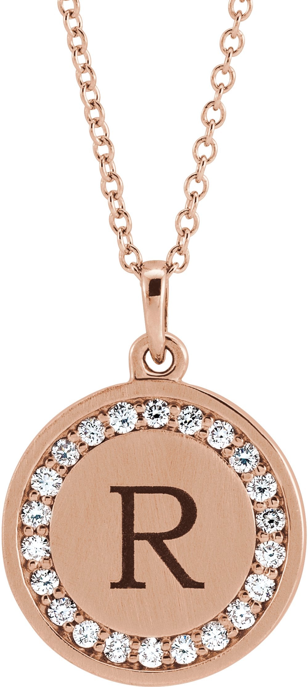 14K Rose 1/5 CTW Natural Diamond Engravable 16-18" Necklace