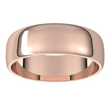 14K Rose 6 mm Half Round Light Band Size 9