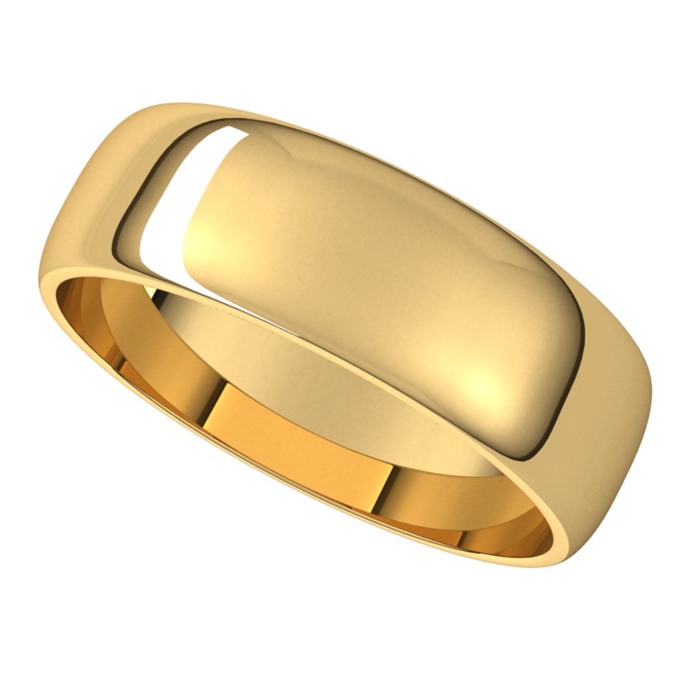 14K Yellow 6 mm Half Round Light Band