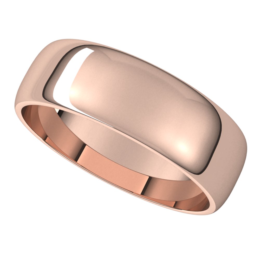 14K Rose 6 mm Half Round Light Band Size 9