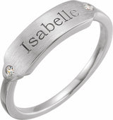 14K White Gold .03 CTW Natural Diamond 18x5 mm Signet Ring