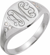 Sterling Silver .05 CTW Natural Diamond Square Signet Ring