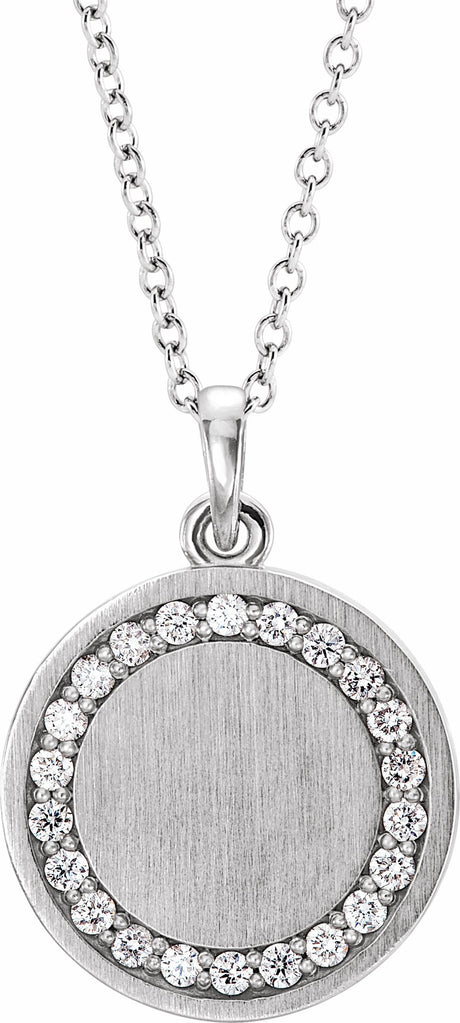 Sterling Silver 1/5 CTW Natural Diamond Engravable 16-18" Necklace