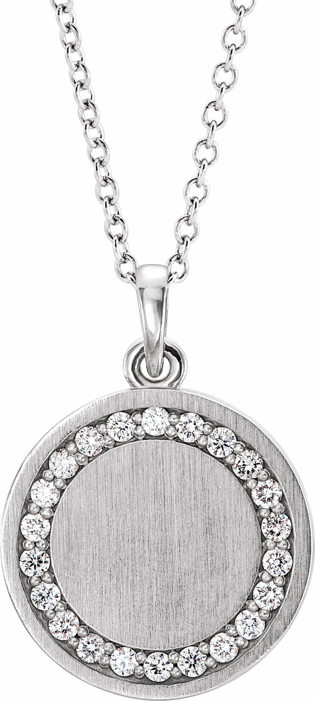 Sterling Silver 1/5 CTW Natural Diamond Engravable 16-18" Necklace