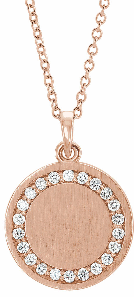 14K Rose 1/5 CTW Natural Diamond Engravable 16-18" Necklace