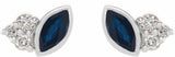 14K White Natural Blue Sapphire & .05 CTW Natural Diamond Earrings