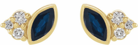 14K Yellow Gold Natural Blue Sapphire & .05 CTW Natural Diamond Earrings