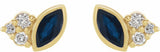 14K Yellow Gold Natural Blue Sapphire & .05 CTW Natural Diamond Earrings