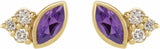 14K Yellow Natural Amethyst & .05 CTW Natural Diamond Earrings