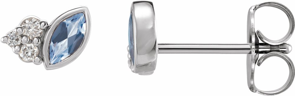 14K White Gold Natural Aquamarine & .05 CTW Natural Diamond Earrings