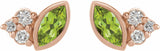 14K Rose Natural Peridot & .05 CTW Natural Diamond Earrings