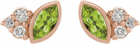 14K Rose Natural Peridot & .05 CTW Natural Diamond Earrings