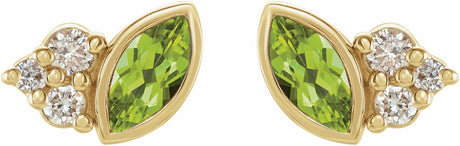 14K Yellow Gold Natural Peridot & .05 CTW Natural Diamond Earrings
