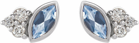 14K White Gold Natural Aquamarine & .05 CTW Natural Diamond Earrings