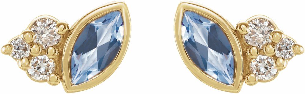 14K Yellow Gold Natural Aquamarine & .05 CTW Natural Diamond Earrings