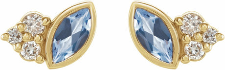 14K Yellow Gold Natural Aquamarine & .05 CTW Natural Diamond Earrings