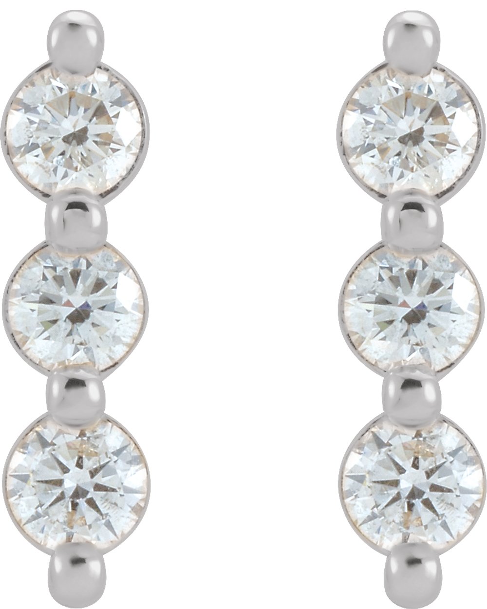 14K White Gold 1/2 CTW Natural Diamond Bar Earrings
