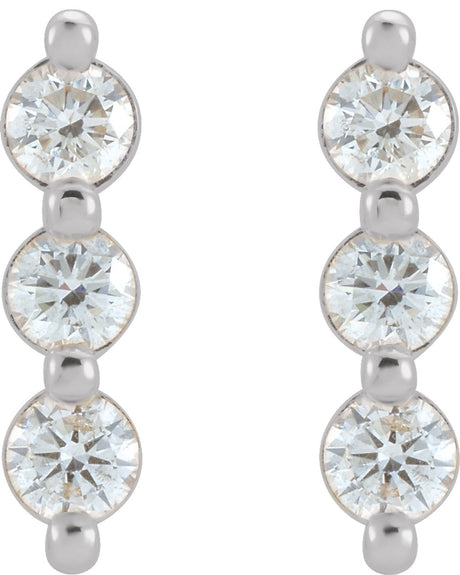 14K White Gold 1/2 CTW Natural Diamond Bar Earrings