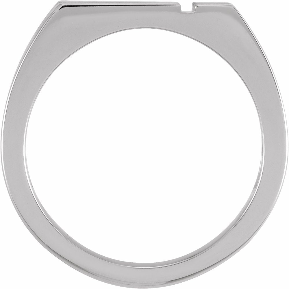 Sterling Silver 10.8x8.8 mm Rectangle Cross Signet Ring