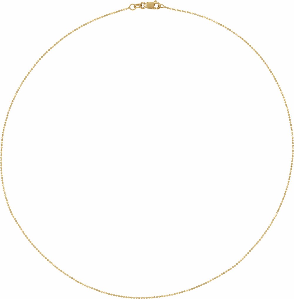 14K Yellow Gold 1 mm Diamond-Cut Bead 7" Chain