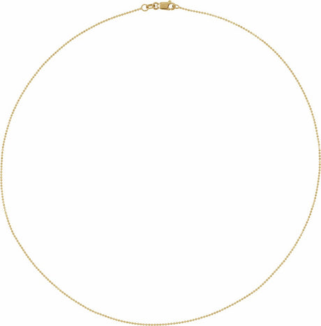 14K Yellow Gold 1 mm Diamond-Cut Bead 7" Chain